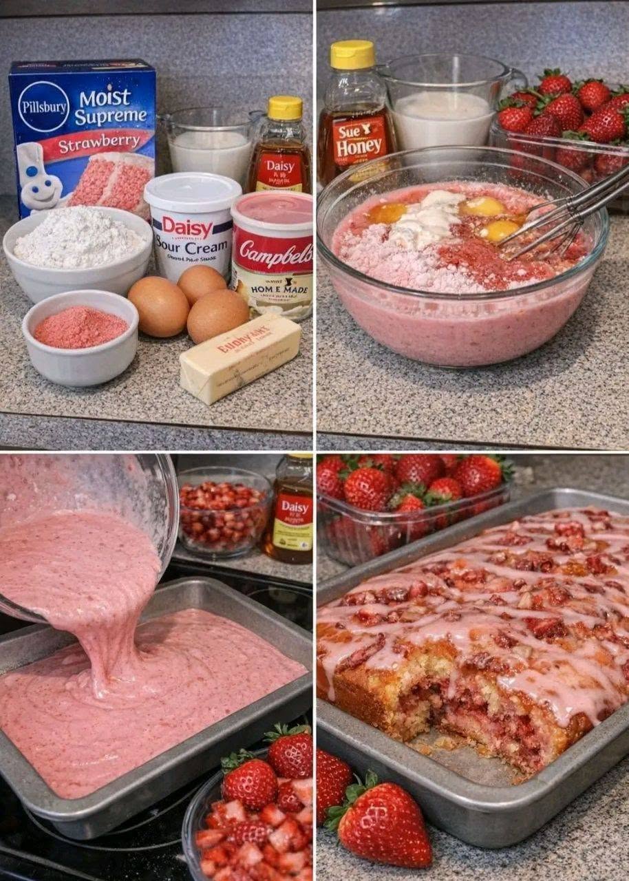 🍰 Mansikka-hunajakakun koko resepti ensimmäisessä osiossa 👇🔥