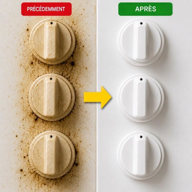 Kellastuneiden keittiönuppien puhdistaminen: tämä yksinkertainen kotihoito todella toimii ✨🧼  Katso lisää ohjeita ensimmäisestä kommentista 👇😍👇