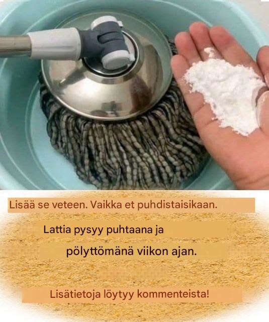 Lisää tämä veteen. Vaikka et siivoaisi lattiaa viikkoon, se pysyy puhtaana ja pölyttömänä.  Katso lisää ohjeita ensimmäisestä kommentista 👇😍👇